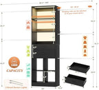 Besiost Closet System, 4-8 FT Closet Organizer System with Smart Sensor Lights, 2 Wooden Drawers and 5 Hanging Rods, Can Fit 60 to 96 inch Walk-in Closet System, Black - Image 3