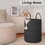JMvicyroam 80L Cotton Rope Laundry Basket Hamper, Black - Image 3