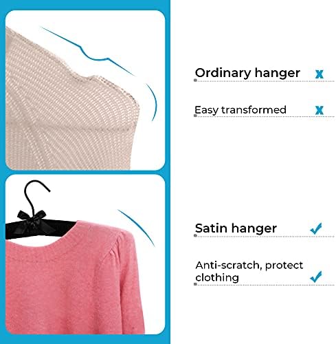 JS Hanger Padded Hanger for Sweaters - 17 Inch Extra Large Heavy Duty Satin Covered Coat Hangers No Shoulder Bump for Women Clothes, Sweaters, Dresses, Clothing, Weddings, Lingerie Pack of 10, Black - Image 3