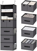 6-Shelf Hanging Closet Organizer with 5 Drawers, Gray - Black Handles by Bosuelife