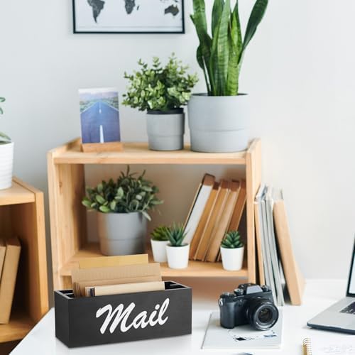Colingmill Wood Magnetic Mail Organizer, Farmhouse Mail Holder, Black - Image 6