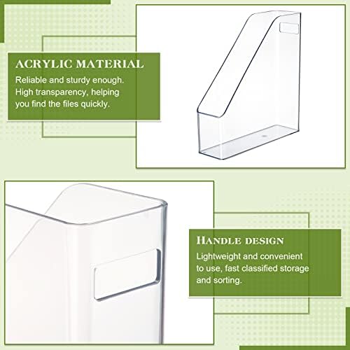 Marsui 6 Pcs Clear Acrylic Magazine Holder with Handle Desk Organizer - Image 3
