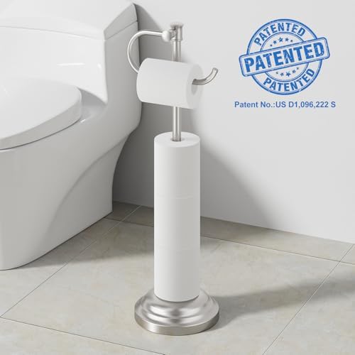 RUMOSE Toilet Paper Holder Stand for Floor Free Standing, Nickel - Image 5