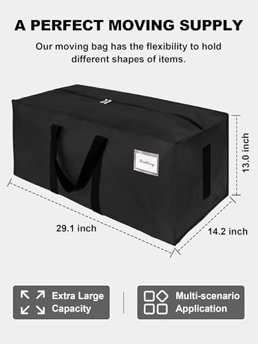 HOMESURE Supports 200lbs Heavy Duty Moving Bags - Strong Zipper & Wrap-Around Handles - Water-Resistant Storage Totes, Durable Alternative to Moving Boxes - 8 Pack - Black - Image 5