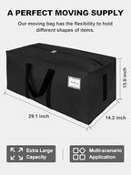 HOMESURE Supports 200lbs Heavy Duty Moving Bags - Strong Zipper & Wrap-Around Handles - Water-Resistant Storage Totes, Durable Alternative to Moving Boxes - 8 Pack - Black - Image 5