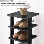 HOOBRO 8 Tiers Vertical Shoe Rack, Wooden Shoe Storage Organizer with Hooks, Narrow Shoe Tower for 8 Pairs, Space Saving, for Entryway, Living Room, Bedroom, Black BK07XJ01 - Image 6