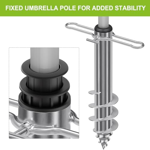 Dolibest Beach Umbrella Sand Anchor, Heavy-Duty Steel Beach Umbrella Holder with 3 Sleeves (Fits 1-2" Poles), Windproof Beach Umbrella Stake, Fully Welded Spiral Base Design for Ultimate Stability - Image 4
