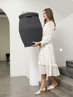 26"x20" Extra Large Tall Woven Laundry Basket with Lid, Cotton Rope Blanket Storage Basket, Freestanding Decorative Bin for Bedroom Living Room, Black & Grey Mix - Image 5