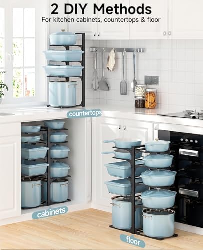 MUDEELA 10-Tier Pots and Pans Organizer Rack, 23.62" H for Cast-iron Pans - Image 5