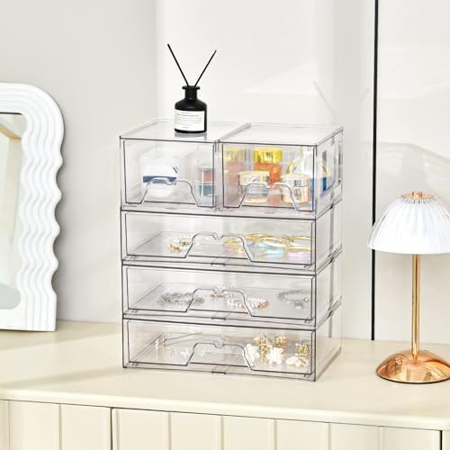 4 Pack Stackable Storage Drawers, Clear Acrylic Organizer, Makeup Organizer - Image 5