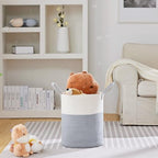 VIPOSCO 53L Tall Woven Laundry Basket Hamper, Grey White - Image 2