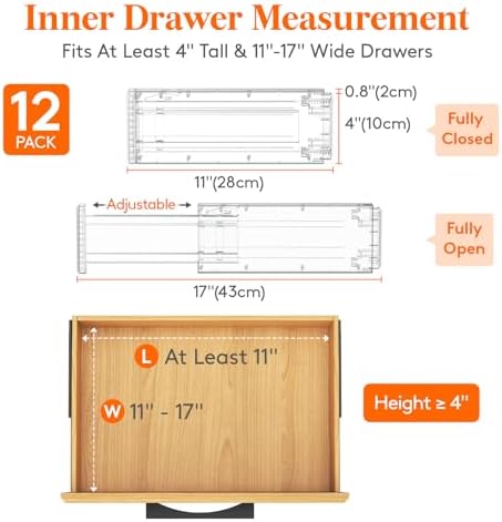 Lifewit 4" High Upgrade Drawer Divider, Adjustable Drawer Organizer Clothes - Image 2