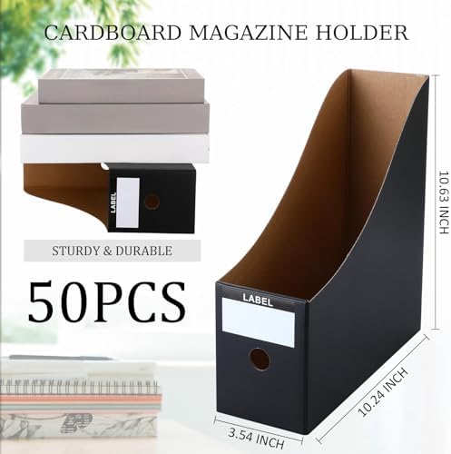 Geyee 50 Pcs Cardboard Magazine Holder Magazine File Holder, Black - Image 2