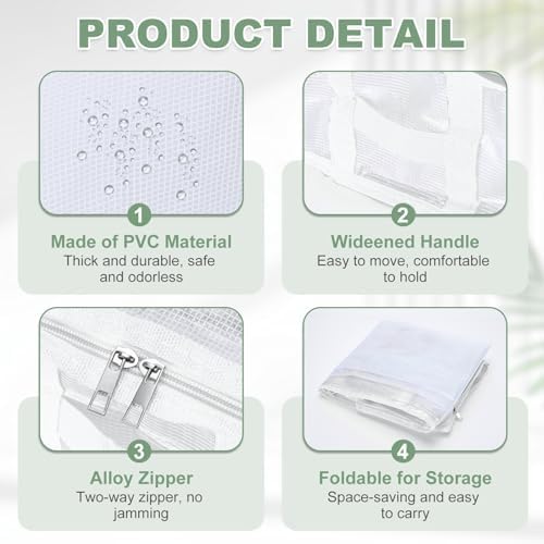 uxcell 2Pcs Under Bed Storage Bags, 27.6" L x 18.5" W x 5.6" H Foldable Fabric Zipper Container with Handles, Collapsible Clear Window Bags for Bedroom Dorm, Blanket Pillows Shoes, White - Image 3