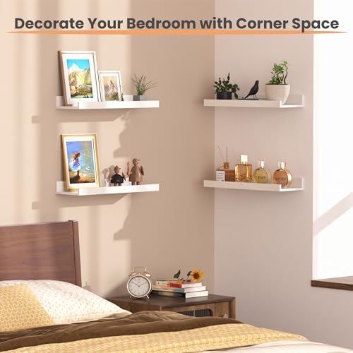 upsimples Floating Shelves for Wall Decor and Storage, White, 6Pcs 15.7'' - Image 5