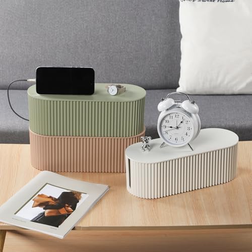 Cable Management Box Large Cable Organizer Box for Power Strips, Surge Protectors, Chargers, Adapters, TV Computer Wires Cable Hider Organizer Box with Cable Ties，Clip Holders - Khaki - Image 7