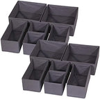 DIOMMELL 12 Pack Foldable Cloth Storage Box Closet Dresser Drawer Organizer Fabric Baskets Bins Containers Divider for Baby Clothes Underwear Bras Socks Lingerie Clothing,Dark Grey 444 by DIOMMELL