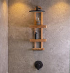 NORDIC STYLE TEAK Wood Natural Hanging Shower Caddy with Storage Shelves, Water Resistant, Easy to Place, Select-Grade Solid Teak Wood, Shower Accessory (Natural Langr) - Image 2