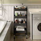 4-Tier Metal Rolling Cart with Wheels,4 Tier Utility Cart with Wheels for Office,Home,Kitchen,Garden（13.4"x18.1"x40"） Black - Image 6
