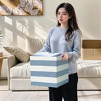 11 x 11 x 11 Inch Linen Stripe Storage Cubes for Home Organizing, Pack of 4 - Image 5