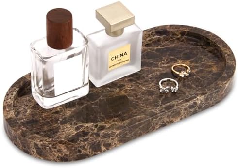 Natural Marble Tray Oval, Dark Brown, 10 x 5 x 0.6 by Unknown