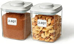Airtight Food Storage Containers Set with One-Touch Lid, 2-Pack (2.8 QT / 2.65 L) Stackable PET, Best for Cereal, Flour, Rice & Baking Organizers. by EQI