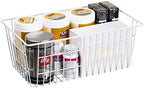 Slideep Freezer Baskets Farmhouse Organizer Storage Basket with Handles, Food Storage Bin for Kitchen Cabinets, Pantry, Closet, Bedroom, Bathroom, Office, 2 Pack, White - Image 4