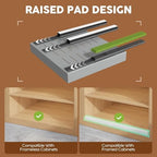 Seinloes 2 Pack Expandable Pull Out Cabinet Organizer 21"Deep With Raising Pad for Framed Cabinets,Upgrade 3 Slide Rails Slide Out Drawers,Roll Out Shelves Adhesive,Adjustable Width 12.05"-20.4"Silver - Image 2