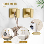 TQKAG 5-Pieces Brushed Gold Bathroom Hardware Accessories Set 23.6" SUS304 Stainless Steel Towel Bar Set Wall Mounted Square Toilet Paper Holder with Shelf - Image 4