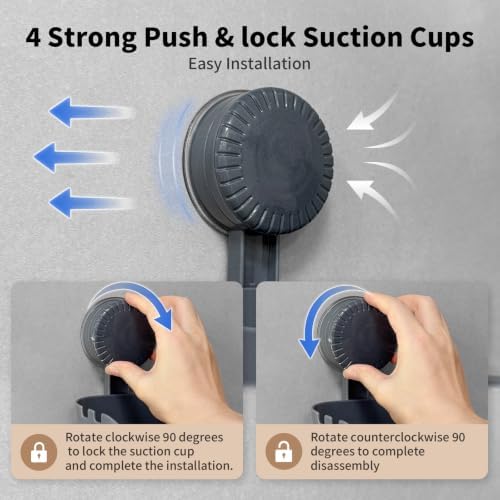 Ettori 2 Pack Corner Shower Caddy with 4 Suction Cups, Pearl Gray - Image 2