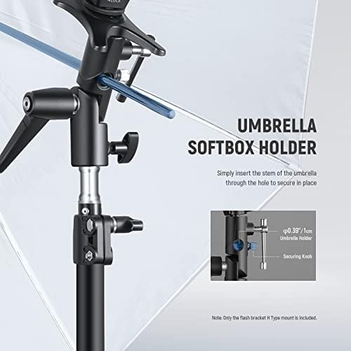 NEEWER Camera Flash Bracket H Type Mount with Umbrella Softbox Holder, 180° Swivel Adjustable Metal Light Stand Adapter with 1/4" to 3/8" Screw Adapter for Speedlite LED Light Stand Tripod (2 Pack) - Image 3