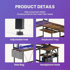 DUMOS 67" L Shaped Gaming Desk，Corner Computer Desk with Storage Shelf - Image 6
