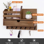 Key Holder Wall Mount, Mail Organizer with 7 Hooks and Storage Drawer - Image 3