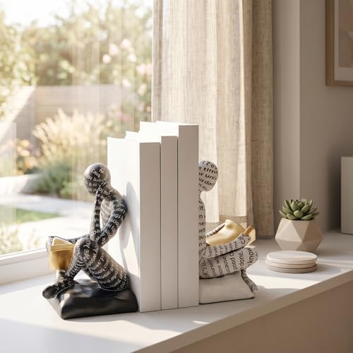 Thinker Bookends for Shelves, Decorative Book Ends, Heavy Duty Book Stoppers for Home Office Bookshelf Decoration, Modern Aesthetic Statue Decor - Image 7