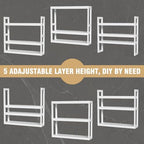 Domax Bathroom Shelves Over Toilet Storage - 3 Tier Wall Mounted Bamboo Bathroom Shelf Organizer Multifunctional Adjustable Layer Free Standing Utility Shelves for Bathroom Living Room Kitchen, White - Image 6