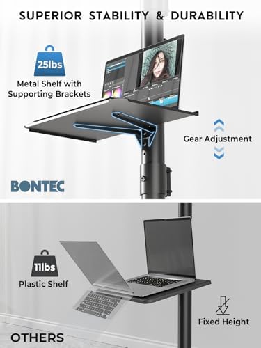 BONTEC Rolling TV Stand for 23-65 Inch TVs,Mobile TV Cart with Wheels,Black - Image 6