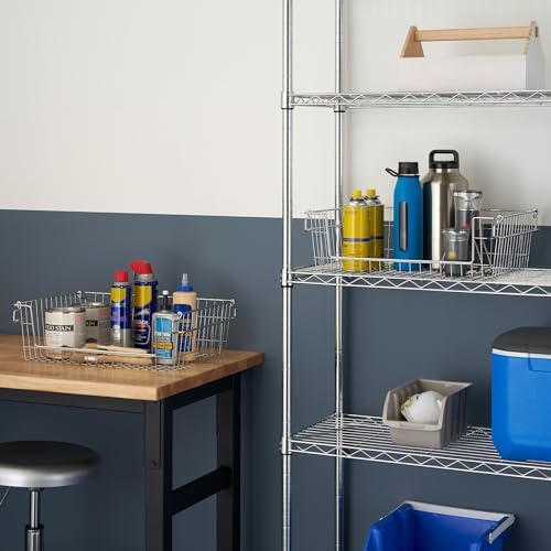 TRINITY Set of 2 19" Stackable Metal Wire Storage Baskets w Handles - Image 2