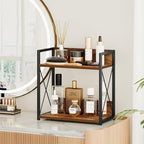 Giikin Kitchen Counter Shelf, Kitchen Countertop Organizer, 2 Tier Spice Rack for Counter, Wood Coffee Bar Organizer for Coffee Station (Brown, L) - Image 7