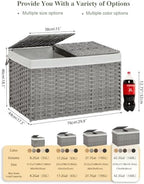 SETVSON Storage Basket with Lid Wicker Baskets for Storage, 160L Gray - Image 2
