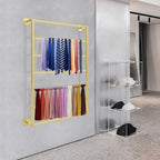 Wall Display Rack,Wall Wrapping Paper Ribbon Organizer,Tie Scarf Rack Belt Towel Holder Retail Stores Metal Shelving for Bathrooms Florists and Gift Stores(Gold) - Image 5