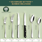 49-Piece Silverware Set with Bamboo Organizer,Flatware Utensil Set for 8 - Image 2