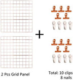 Yash Metal Wire Grid Panel, Display Organizer, Postcard Wall Artwork Display for Home Office Living Room Dorm Kitchen Storage Grid Wall, 23.6" X 23.6", Pack of 2 Pcs, Rose Gold - Image 4