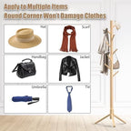 Aliphon Wooden Coat Rack Stand, Freestanding Coat Rack with 8 Hooks, 3 Adjustable Size Coat Tree for Hats, Coats, Scarves bags, Coat Hanger Stand Used in Bedroom/Office/Entryway,2 PCS (Natural) - Image 6