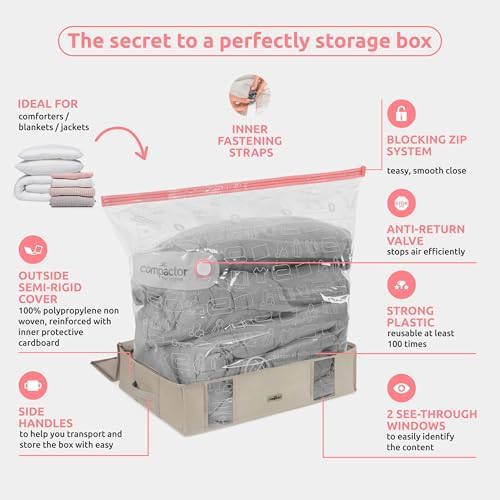 Compactor Large Vacuum Storage Bag & Semi-Rigid Box, Closet Organizer, 145L - Image 6