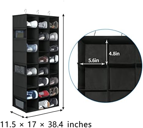 Libeder 24 Section Hanging Shoe Organizer & Storage for Closet, Black - Image 2