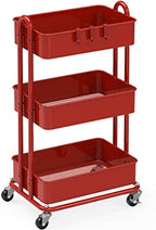 Simple Houseware 3-Tier Heavy Duty Metal Utility Rolling Cart, Red by SimpleHouseware