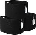 ECDYQXVU 15x10x9 Inch Woven Cotton Rope Storage Basket, Black, 3 Pack by ECDYQXVU
