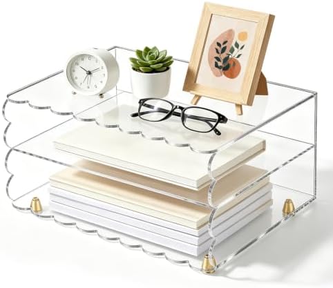Acrylic Desk Organizer, Clear Acrylic Paper Organizer Letter Tray by Unknown