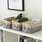 TheWarmHome Storage Baskets for Organizing - 11.8x7.8x5.2 inch Small 6 Pack Storage Bins for Shelve, Farbic Storage cubes Organizer for Baby Toys Nursery (Gold & Grey) - Image 5