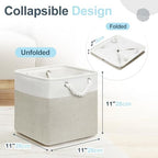 Posprica 11×11 Storage Cubes, Collapsible Storage Bins Organizer for Closet, Fabric Storage Box with Cotton Rope Handles, Decorative Storage Baskets for Shelves, set of 6 - White/Coffee - Image 2